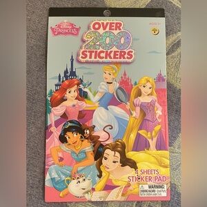 Disney Princess Over 200 Stickers 4-Sheet Sticker Pad Ages 3+
